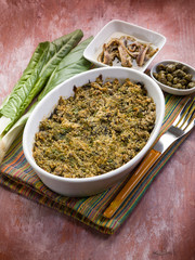 gratin of swiss chard anchovies and capers