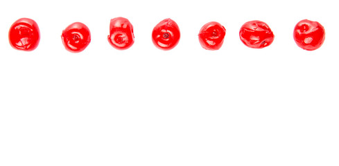 Preserved cherry fruit over white background