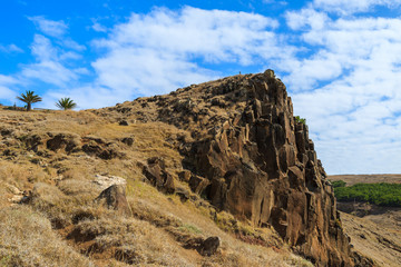 Fototapeta premium Cliff on trekking trail to Lourenco peninsula, Madeira island