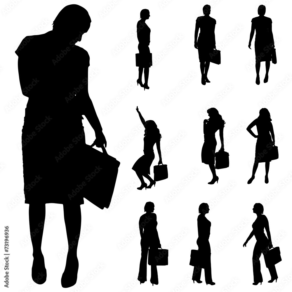 Sticker vector silhouette of a businesswoman.