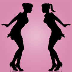 Vector silhouette of the girls.