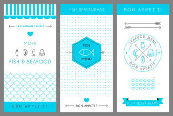 Restaurant menu design template. Seafood. Vector  illustration. - 73197727