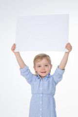 portrait of smiley child on white background
