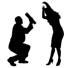 Vector silhouettes of business people.