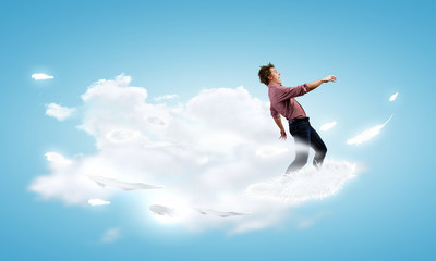 Fototapeta na wymiar Man on cloud