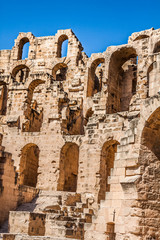 Naklejka premium Ruins of the largest colosseum in in North Africa. El Jem,Tunisi