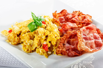 scrambled eggs and bacon