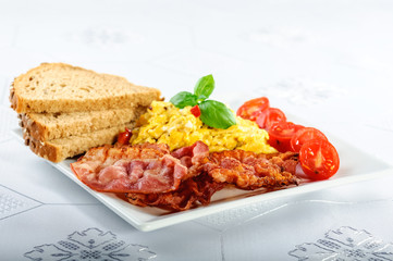 scrambled eggs and bacon