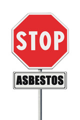 Stop asbestos concept. Stop Asbeston written on road sign