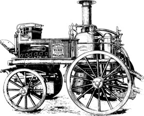 Fototapeta na wymiar Vintage graphic steam fire engine