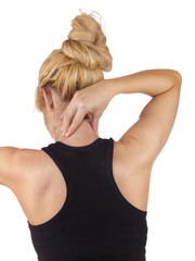 Pain in woman neck.