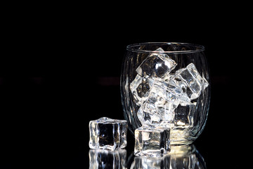 Glass Isolated on Black - Ice Cubes