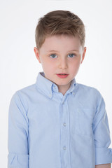 closeup of boy on white background