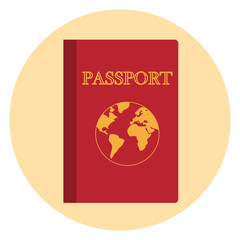 Flat design of vector passport with map isolated