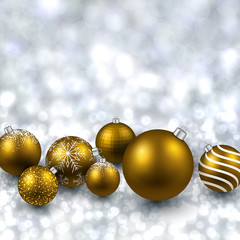Silver background with golden christmas balls.