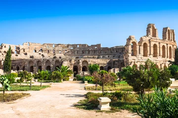 Papier Peint photo Lavable Tunisie Tunisia. El Jem (ancient Thysdrus). Ruins of the largest colosse