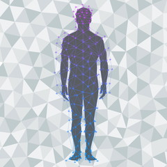 Abstract model of man on poly background. Vector background