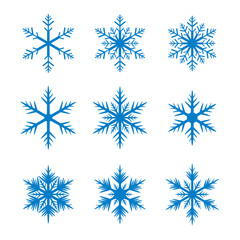 Fototapeta na wymiar Set of blue snowflakes