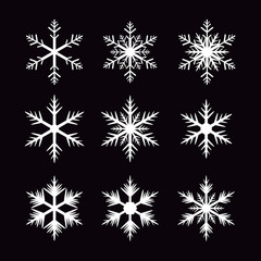 Naklejka na ściany i meble Set of white snowflakes