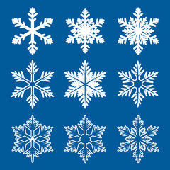 Fototapeta na wymiar Set of white snowflakes