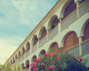 Fototapeta premium Apartment building. Vintage effect photo.