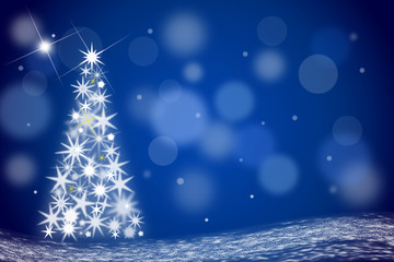 Christbaum mit Sternen, blau, Illustration #6
