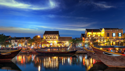 Hoi An old town in Vietnam after sunset