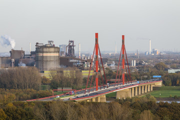 Steel Plant And River Bridge