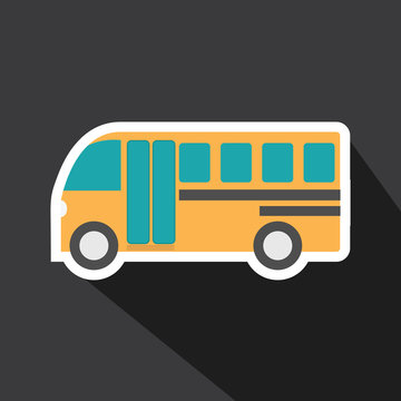 Vector of school bus car with long shadow