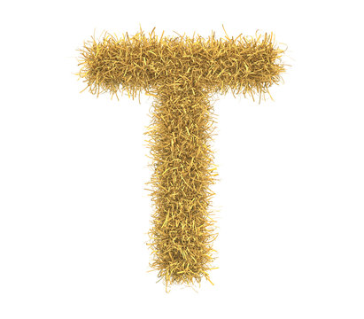 Letter of hay isolated on white background