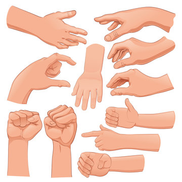 Set of several hands