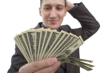Businessman holding money
