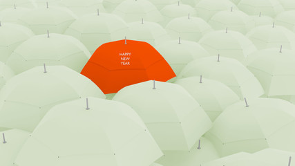 3d concept, showing unique happy new year umbrella,
