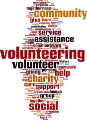 Volunteering word cloud concept. Vector illustration