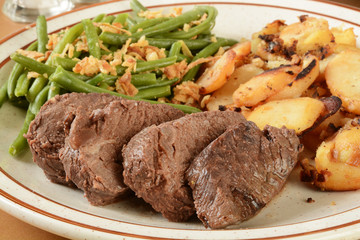 Roast beef and garlic potatoes