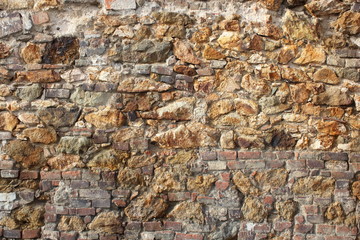 old wall of bricks and stones