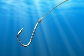 Fishing hook in the sea