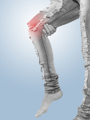 Human knee pain medical health care concept..