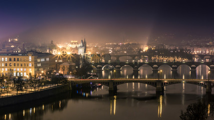 Fototapeta na wymiar Prague bridges at night
