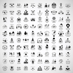 Christmas Icons And Elements Set - Isolated On Gray