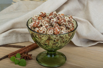 Peanut in honey with sesame seeds