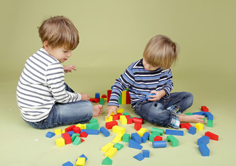 Naklejka premium Kids Playing a Game, Sharing and Teamwork