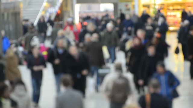 Crowd of people inside subway