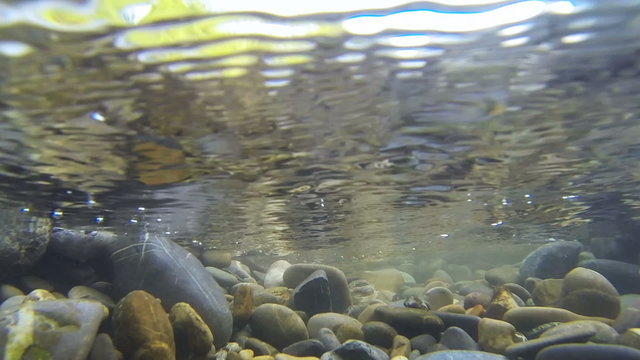Kieselsteine Unterwasser (Zeitlupe)