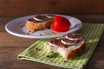 Sandwiches with salami