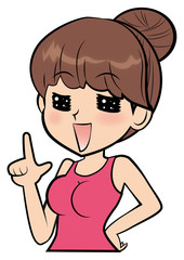 人差し指を立てる女性