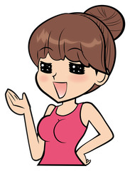 Obraz premium 紹介する女性