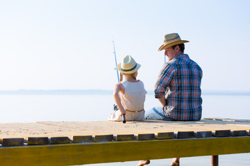 Father and daughter fishing