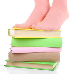 Girl in colorful socks standing