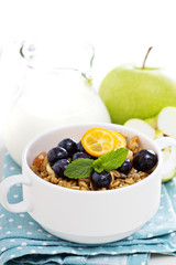 Homemade granola isolated on white